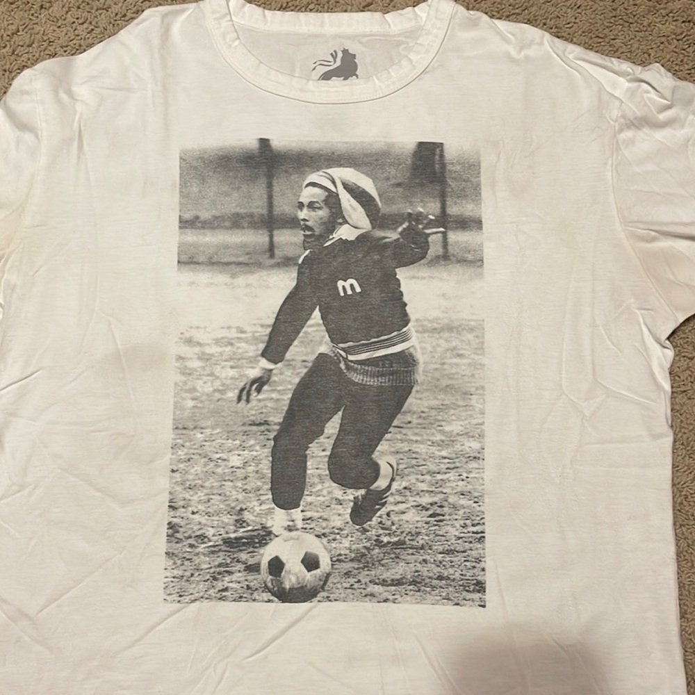 Bob Marley graphic soccer t